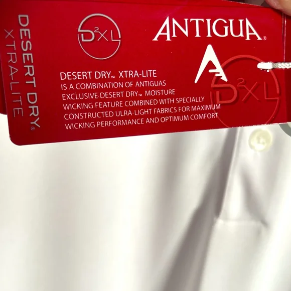Antigua UPF 50+ Desert Dry XtraLite Polo Men's MEDIUM White Golf Performance NEW - Picture 10 of 12